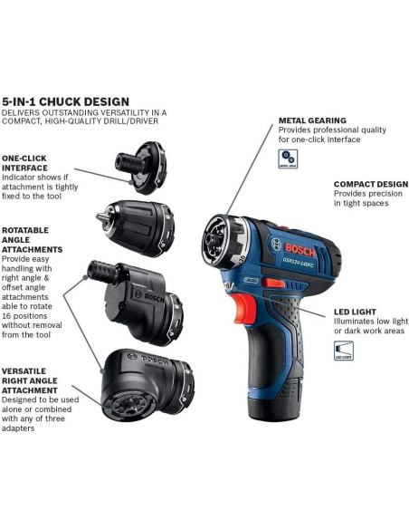 Taladro Atornillador BOSCH GSR12V-140FCB22 12V Flexiclick 5-en-1