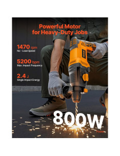 Taladro Rotomartillo VEVOR SDS-Plus 800W 2.54cm 8A 2