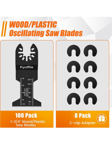 100 Piezas Cuchillas Oscilantes Kyoffiie 4,45 cm Madera Plástico