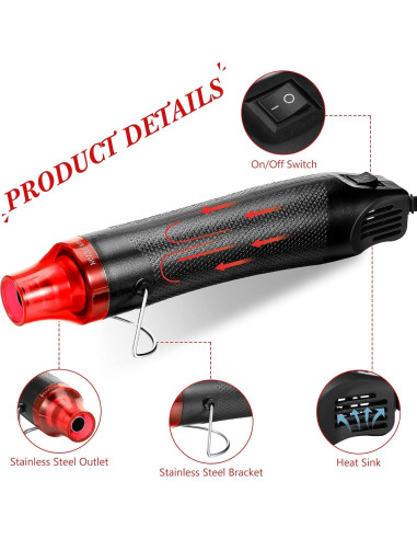 3 Mini Pistolas de Calor 300W Cunno para Manualidades DIY