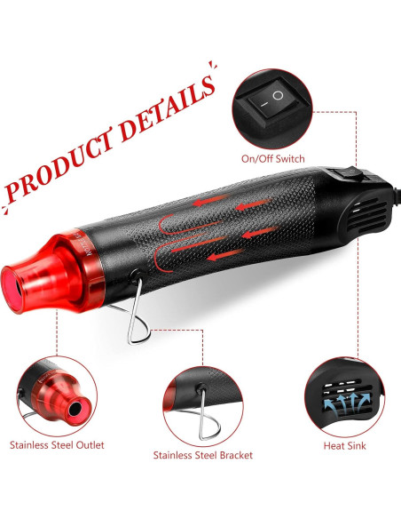 3 Mini Pistolas de Calor 300W Cunno para Manualidades DIY
