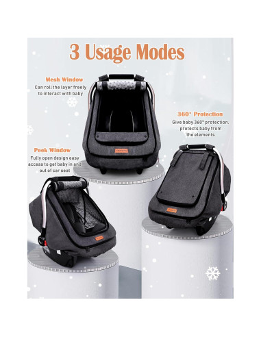 Funda de Asiento de Coche para Bebé Impermeable Gris Oscuro