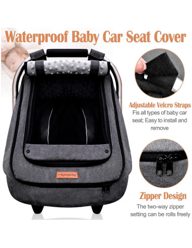 Funda de Asiento de Coche para Bebé Impermeable Gris Oscuro