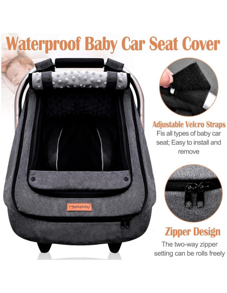 Funda de Asiento de Coche para Bebé Impermeable Gris Oscuro