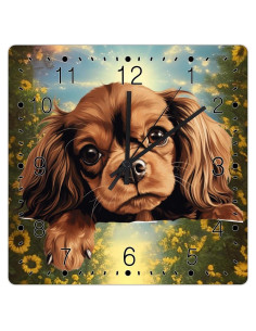 Reloj de Pared Cuadrado de Madera Swavecat 30x30cm Spaniel