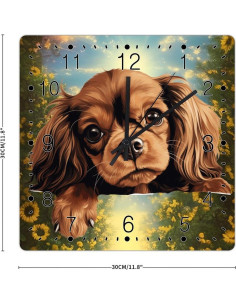 Reloj de Pared Cuadrado de Madera Swavecat 30x30cm Spaniel 2