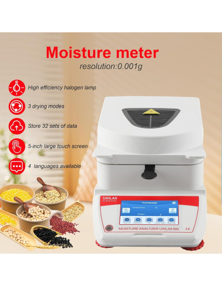 Analizador de Humedad UXILAII 110g 0.001g Pantalla Táctil