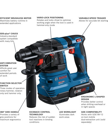 Martillo Rotativo Bosch GBH18V-22 18V 2 Baterías 4 Ah