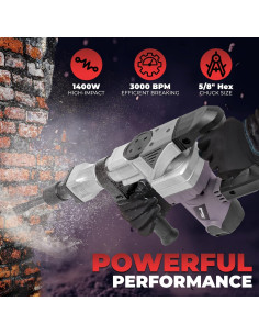 Martillo Demoledor XtremepowerUS 1400W con Cinceles y Maletín 2