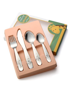 Juego de Cubiertos para Niños Lohodo 4 Piezas Acero Inoxidable