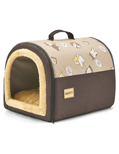 Casa para Perros Interior Jiupety 2 en 1 Marrón M 45.7x35.6x33cm