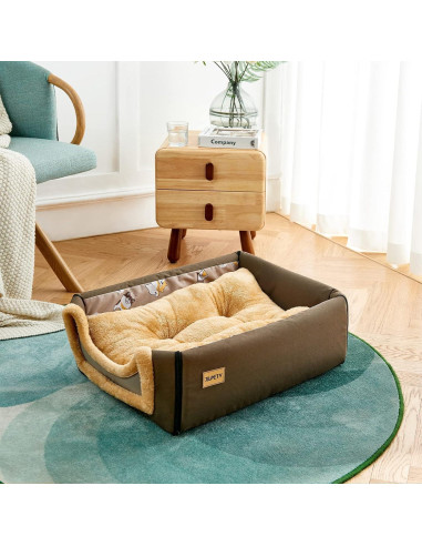 Casa para Perros Interior Jiupety 2 en 1 Marrón M 45.7x35.6x33cm