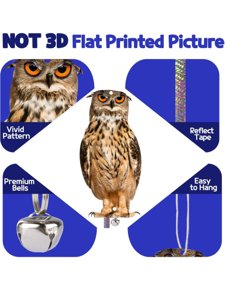 Búhos Espantapájaros Colgantes Kungfu Mall - Paquete de 3