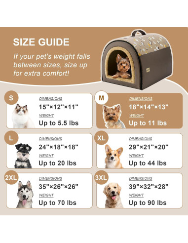 Casa para Perros Interior Jiupety 2 en 1 Marrón M 45.7x35.6x33cm
