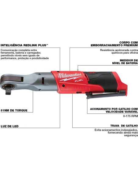 Trinquete Inalámbrico Milwaukee M12 Fuel 1/2" 2558-20