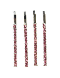 Conjunto de 4 Clips de Cabello Bobby Pin Motique Rosa con Rhinestones