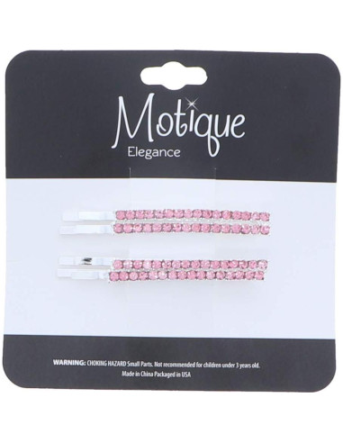Conjunto de 4 Clips de Cabello Bobby Pin Motique Rosa con Rhinestones