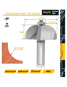 Fresas de Cove Akylin 1/2" (1,27 cm) para madera 2