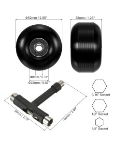 Ruedas de Skateboard PATIKIL 52mm 95A Negras - Paquete de 4 2