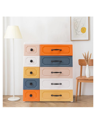 Cajonera Alta de Plástico SuiYuLn 10 Cajones Coloridos 93 cm
