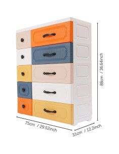 Cajonera Alta de Plástico SuiYuLn 10 Cajones Coloridos 93 cm 2