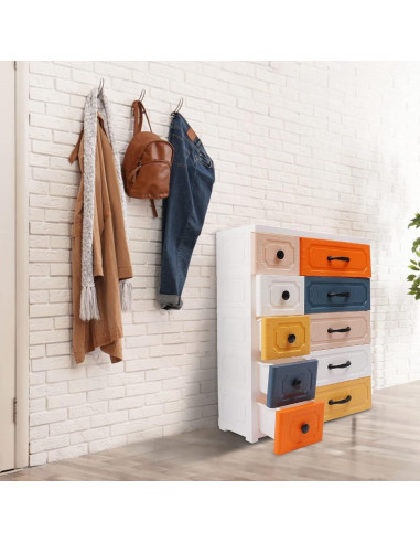 Cajonera Alta de Plástico SuiYuLn 10 Cajones Coloridos 93 cm