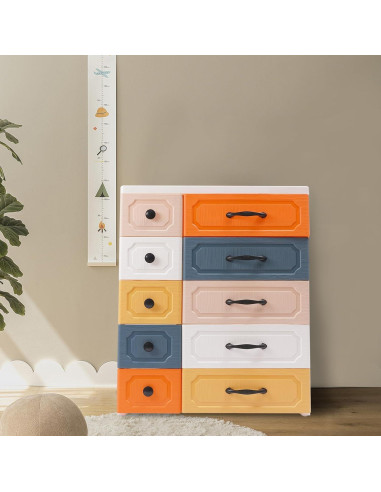 Cajonera Alta de Plástico SuiYuLn 10 Cajones Coloridos 93 cm