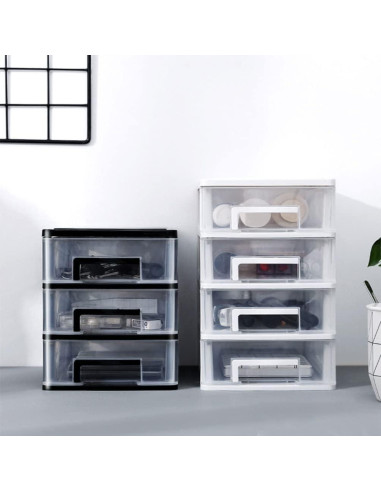 Armario de Almacenamiento Homoyoyo 4 Capas Plástico Blanco y Negro