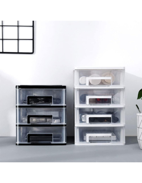 Armario de Almacenamiento Homoyoyo 4 Capas Plástico Blanco y Negro