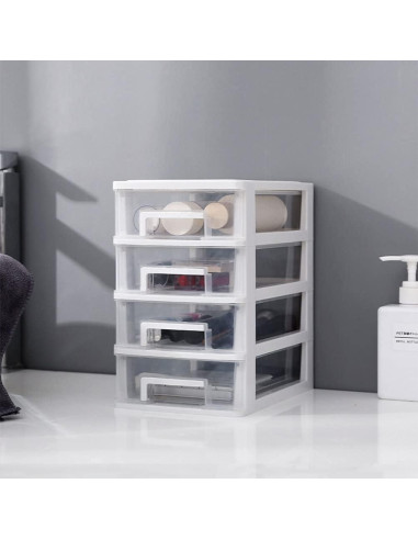 Armario de Almacenamiento Homoyoyo 4 Capas Plástico Blanco y Negro