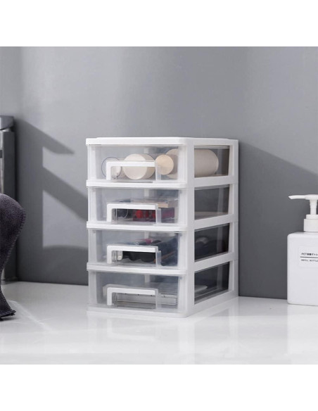 Armario de Almacenamiento Homoyoyo 4 Capas Plástico Blanco y Negro