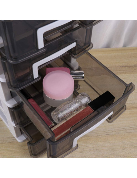 Armario de Almacenamiento Homoyoyo 4 Capas Plástico Blanco y Negro