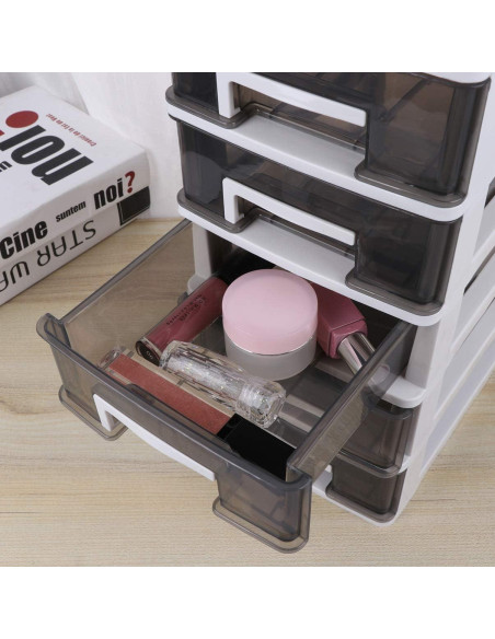 Armario de Almacenamiento Homoyoyo 4 Capas Plástico Blanco y Negro