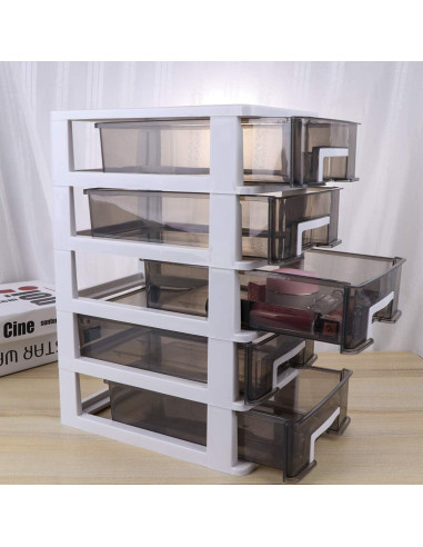 Armario de Almacenamiento Homoyoyo 4 Capas Plástico Blanco y Negro