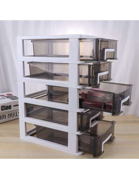 Armario de Almacenamiento Homoyoyo 4 Capas Plástico Blanco y Negro