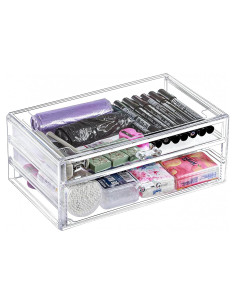 Organizador de Maquillaje FixtureDisplays 2 Cajones Transparente