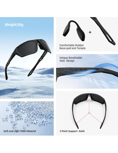 Gafas de sol deportivas polarizadas TOREGE para hombres y mujeres