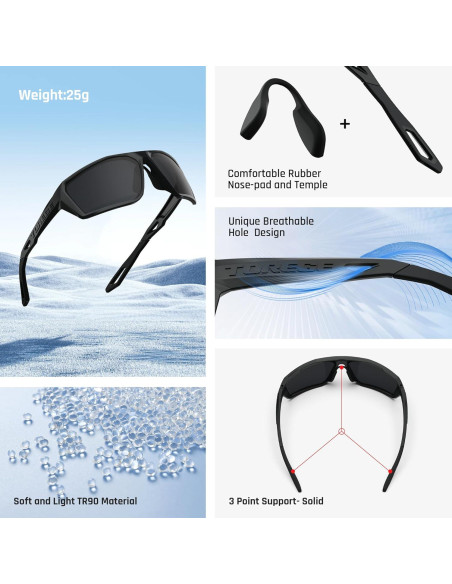 Gafas de sol deportivas polarizadas TOREGE para hombres y mujeres