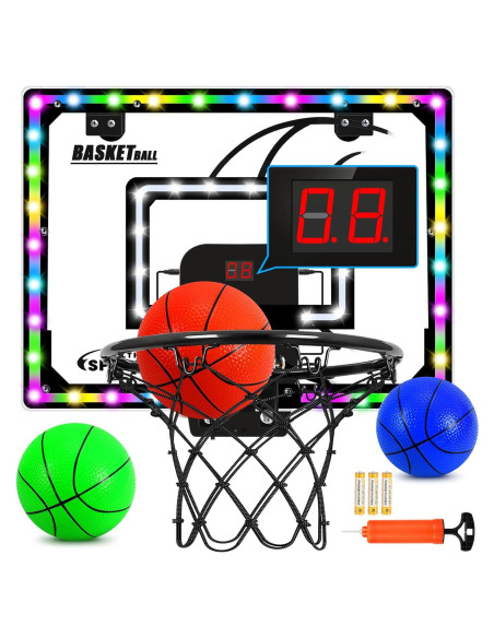AOKESI Mini Hoop Baloncesto LED Plegable 30,48 cm Interior