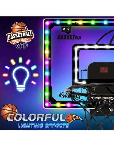 AOKESI Mini Hoop Baloncesto LED Plegable 30,48 cm Interior