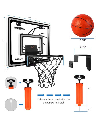 AOKESI Mini Hoop Baloncesto LED Plegable 30,48 cm Interior