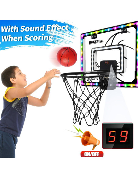 AOKESI Mini Hoop Baloncesto LED Plegable 30,48 cm Interior