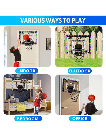 AOKESI Mini Hoop Baloncesto LED Plegable 30,48 cm Interior