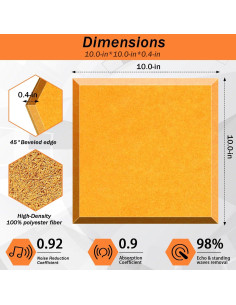 Paneles Acústicos DEKIRU Absorbentes de Sonido 12 Piezas Amarillo 2