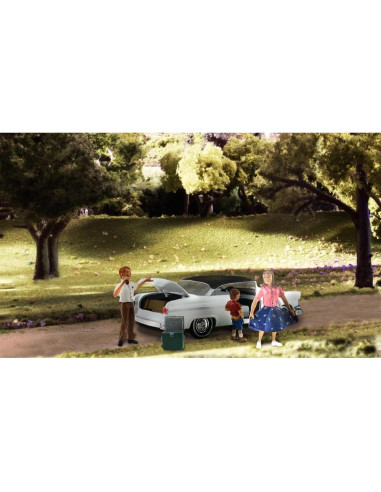Parada 1956 Ford Coche y Familia Escala N Woodland Scenics
