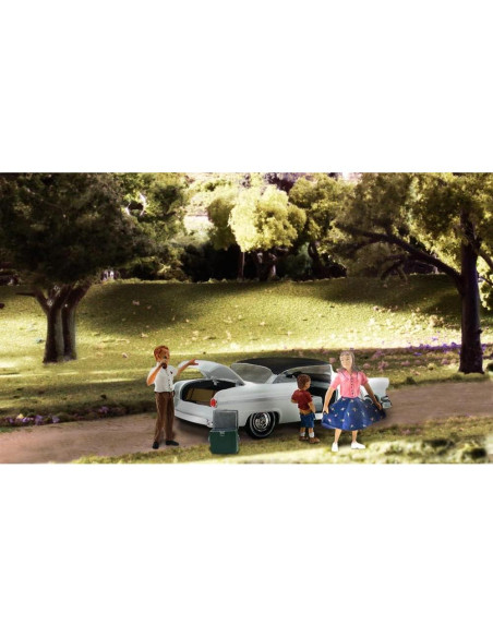 Parada 1956 Ford Coche y Familia Escala N Woodland Scenics