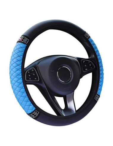 Cubierta de Volante de Cuero SUJADE 15" Antideslizante Azul