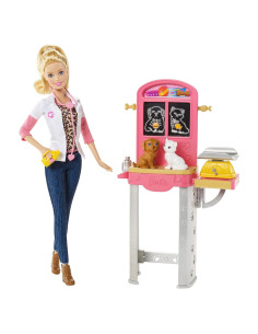 Muñeca Barbie Veterinaria Mattel con Gatito y Cachorro