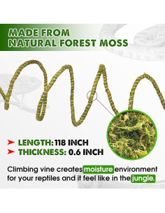 Vid de Reptil Flexible Duspro 3m con Musgo Natural para Terrario 2