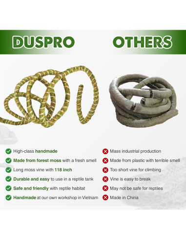 Vid de Reptil Flexible Duspro 3m con Musgo Natural para Terrario
